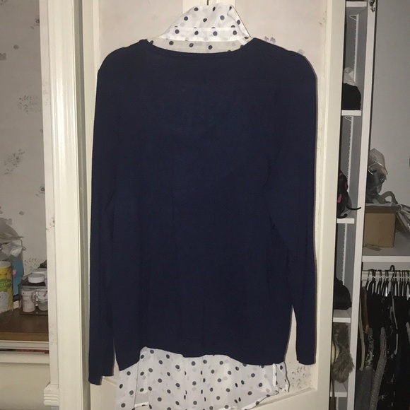 One piece Top. Sheer collar with knit sweater. - Picture 2 of 3